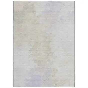 10' X 14' Beige Ivory And Lavender Abstract Washable Indoor Outdoor Area Rug