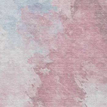 5' X 8' Blush Ivory And Blue Abstract Washable Indoor Outdoor Area Rug