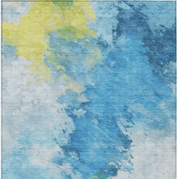 8' X 10' Blue Yellow And Ivory Abstract Washable Indoor Outdoor Area Rug