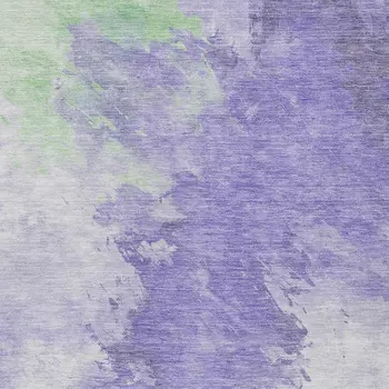 9' X 12' Lavender Mint Green And Ivory Abstract Washable Indoor Outdoor Area Rug