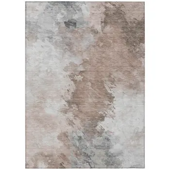3' X 5' Brown Ivory And Gray Abstract Washable Indoor Outdoor Area Rug
