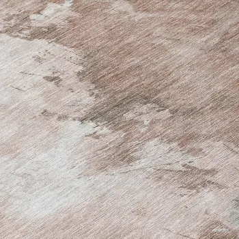 8' Brown Ivory And Gray Round Abstract Washable Indoor Outdoor Area Rug