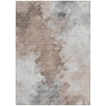 9' X 12' Brown Ivory And Gray Abstract Washable Indoor Outdoor Area Rug