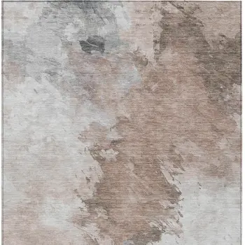 10' X 14' Brown Ivory And Gray Abstract Washable Indoor Outdoor Area Rug