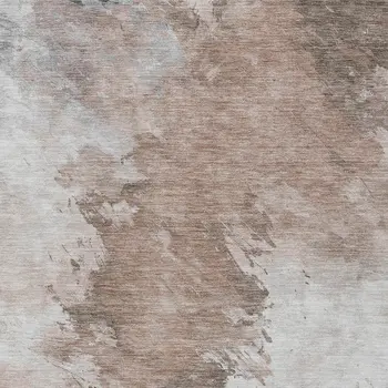 10' X 14' Brown Ivory And Gray Abstract Washable Indoor Outdoor Area Rug