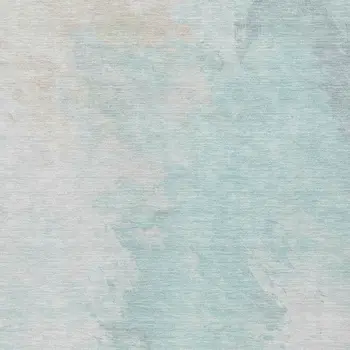 3' X 5' Pale Aqua Beige And Ivory Abstract Washable Indoor Outdoor Area Rug
