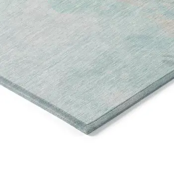 9' X 12' Pale Aqua Beige And Ivory Abstract Washable Indoor Outdoor Area Rug