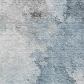 3' X 5' Sky Blue Gray And Ivory Abstract Washable Indoor Outdoor Area Rug