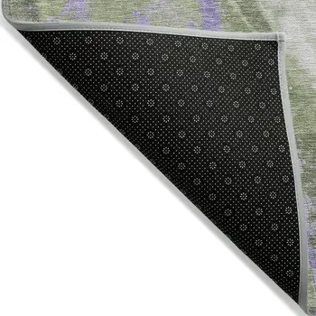 8' X 10' Olive Green Lavender And Ivory Abstract Washable Indoor Outdoor Area Rug