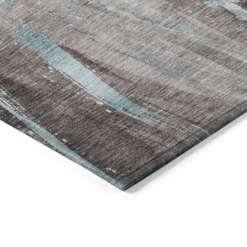 3' X 5' Taupe Sky Blue And Ivory Abstract Washable Indoor Outdoor Area Rug