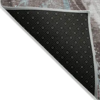 8' X 10' Taupe Sky Blue And Ivory Abstract Washable Indoor Outdoor Area Rug