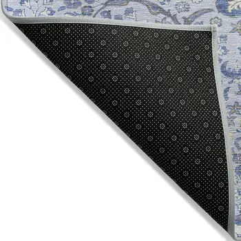 10' X 14' Blue And Ivory Medallion Washable Indoor Outdoor Area Rug
