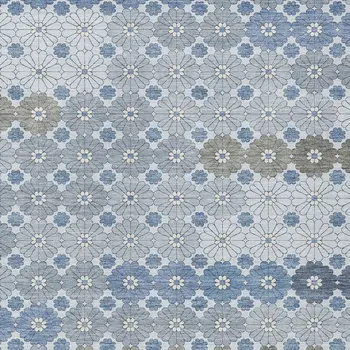 9' X 12' Denim Blue Gray And Ivory Floral Washable Indoor Outdoor Area Rug