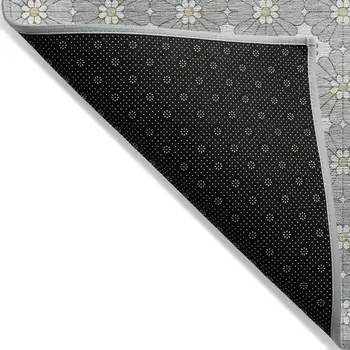 3' X 5' Gray Beige And Ivory Floral Washable Indoor Outdoor Area Rug