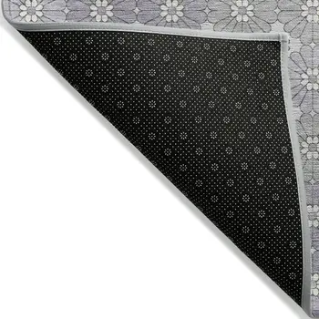 5' X 8' Lavender Gray And Ivory Floral Washable Indoor Outdoor Area Rug