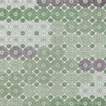 9' X 12' Sage Purple And Ivory Floral Washable Indoor Outdoor Area Rug