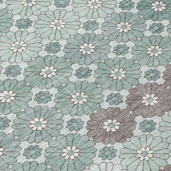 8' Teal Blue Gray And Ivory Round Floral Washable Indoor Outdoor Area Rug