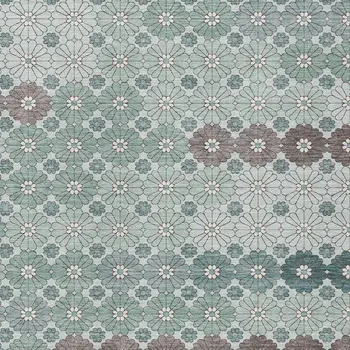 10' X 14' Teal Blue Gray And Ivory Floral Washable Indoor Outdoor Area Rug