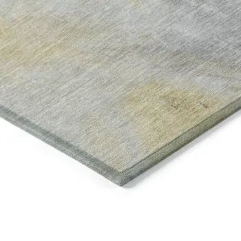 9' X 12' Gold Gray And Purple Abstract Washable Indoor Outdoor Area Rug