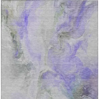 3' X 5' Lavender Gray And Green Abstract Washable Indoor Outdoor Area Rug