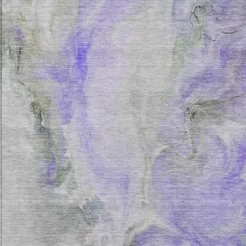 3' X 5' Lavender Gray And Green Abstract Washable Indoor Outdoor Area Rug