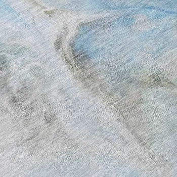 8' Sky Blue Gray And Ivory Round Abstract Washable Indoor Outdoor Area Rug