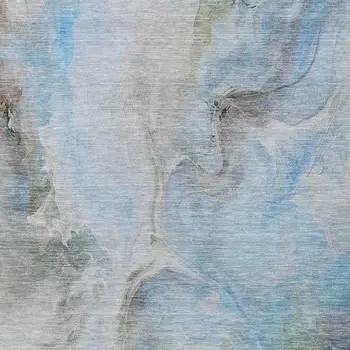 10' X 14' Sky Blue Gray And Ivory Abstract Washable Indoor Outdoor Area Rug