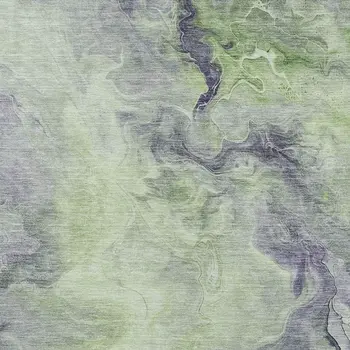 5' X 8' Artichoke Green And Lavender Abstract Washable Indoor Outdoor Area Rug