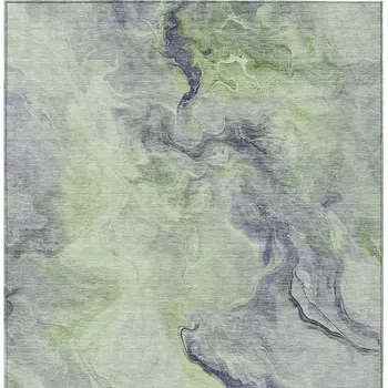 10' X 14' Artichoke Green And Lavender Abstract Washable Indoor Outdoor Area Rug