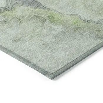 10' X 14' Artichoke Green And Lavender Abstract Washable Indoor Outdoor Area Rug