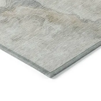 5' X 8' Beige Khaki And Gray Abstract Washable Indoor Outdoor Area Rug