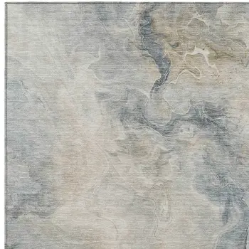 10' X 14' Beige Khaki And Gray Abstract Washable Indoor Outdoor Area Rug