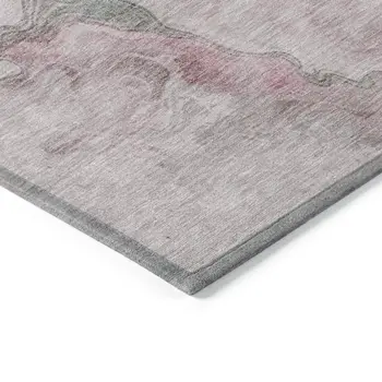 5' X 8' Blush And Sage Abstract Washable Indoor Outdoor Area Rug