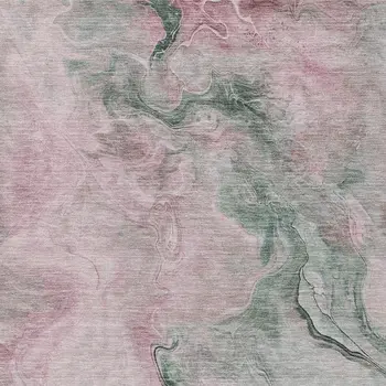 5' X 8' Blush And Sage Abstract Washable Indoor Outdoor Area Rug