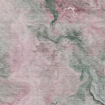 9' X 12' Blush And Sage Abstract Washable Indoor Outdoor Area Rug