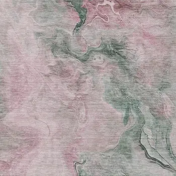 10' X 14' Blush And Sage Abstract Washable Indoor Outdoor Area Rug