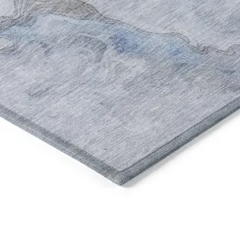 3' X 5' Blue Sky Blue And Taupe Abstract Washable Indoor Outdoor Area Rug