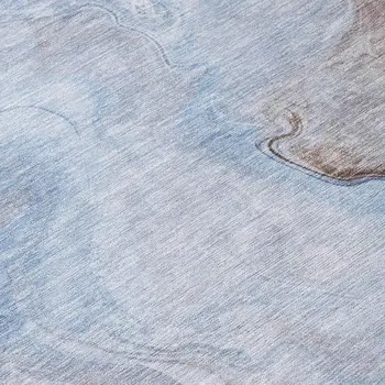 8' Blue Sky Blue And Taupe Round Abstract Washable Indoor Outdoor Area Rug