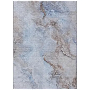10' X 14' Blue Sky Blue And Taupe Abstract Washable Indoor Outdoor Area Rug