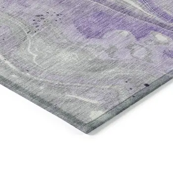 5' X 8' Purple And Ivory Abstract Washable Indoor Outdoor Area Rug