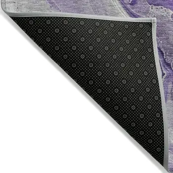 10' X 14' Purple And Ivory Abstract Washable Indoor Outdoor Area Rug