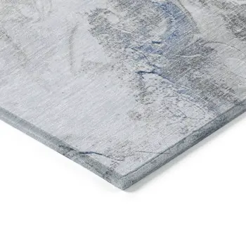 5' X 8' Blue And Ivory Abstract Washable Indoor Outdoor Area Rug
