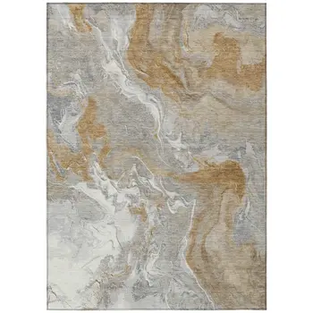 10' X 14' Graphite And Ivory Abstract Washable Indoor Outdoor Area Rug