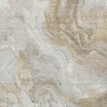 8' X 10' Ivory And Beige Abstract Washable Indoor Outdoor Area Rug