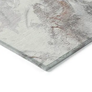 3' X 5' Salmon And Gray Abstract Washable Indoor Outdoor Area Rug