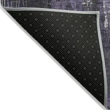 5' X 8' Purple And Ivory Abstract Washable Indoor Outdoor Area Rug