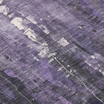 8' Purple And Ivory Round Abstract Washable Indoor Outdoor Area Rug
