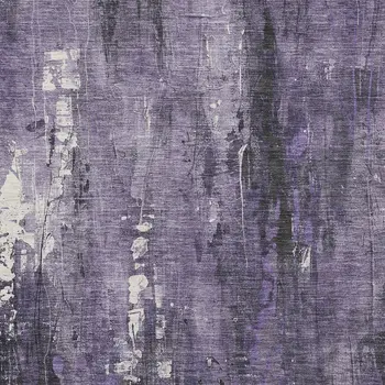 8' X 10' Purple And Ivory Abstract Washable Indoor Outdoor Area Rug