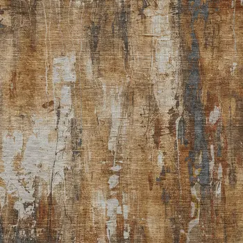 3' X 5' Rust Gray And Ivory Abstract Washable Indoor Outdoor Area Rug