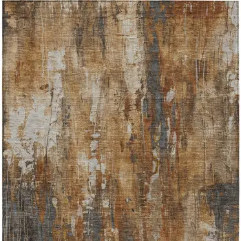 9' X 12' Rust Gray And Ivory Abstract Washable Indoor Outdoor Area Rug